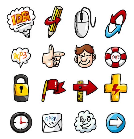 cartoon hand draw web icons collection Stock Photo - Budget Royalty-Free & Subscription, Code: 400-04420814