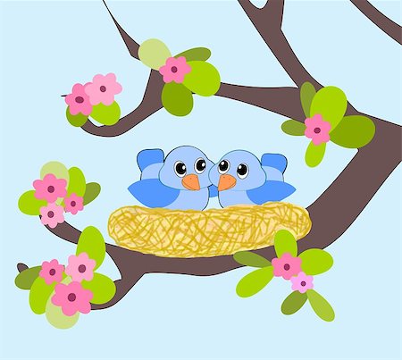 simsearch:400-06520273,k - Two little blue birds in a nest. Stock Photo - Budget Royalty-Free & Subscription, Code: 400-04421278