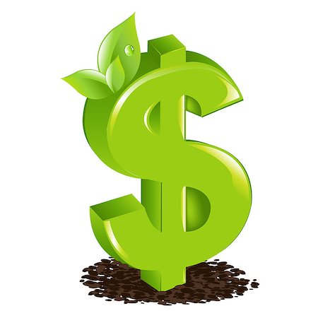 dollar sign with plants - Dollar With Sprout, Isolated On White Background, Vector Illustration Stock Photo - Budget Royalty-Free & Subscription, Code: 400-04421323