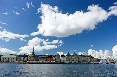 scandinavian blue house - Panorama of an old city center in Stockholm, Sweden Stock Photo - Budget Royalty-Free & Subscription, Code: 400-04421344