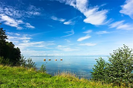 roxxer (artist) - Idyllic seashore landscape with green grass, blue sky and vivid clouds Fotografie stock - Microstock e Abbonamento, Codice: 400-04421342