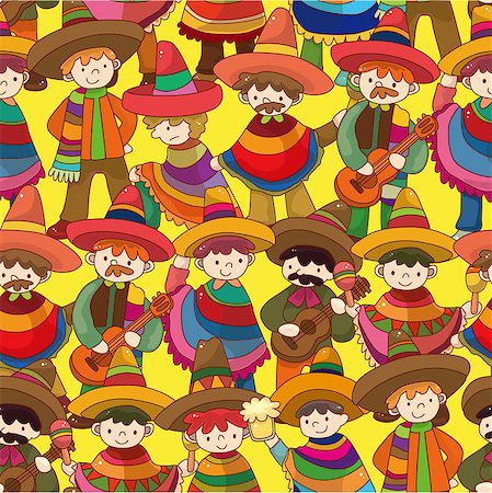 cartoon Mexican people seamless pattern,vector Stock Photo - Budget Royalty-Free & Subscription, Code: 400-04421444