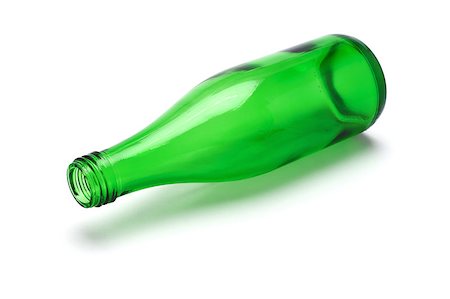 Empty green glass bottle isolated on white Stock Photo - Budget Royalty-Free & Subscription, Code: 400-04421475