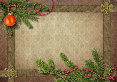 simsearch:400-04436055,k - Grunge papers design in scrapbooking style with the Christmas tree and snowflake Stock Photo - Budget Royalty-Free & Subscription, Code: 400-04421690