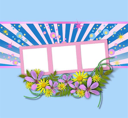painted happy flowers - picture frames decorated with flowers on interesting background Stock Photo - Budget Royalty-Free & Subscription, Code: 400-04421711