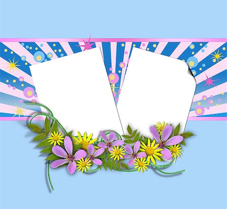 painted happy flowers - blank sheet of paper, template for writing Stock Photo - Budget Royalty-Free & Subscription, Code: 400-04421712