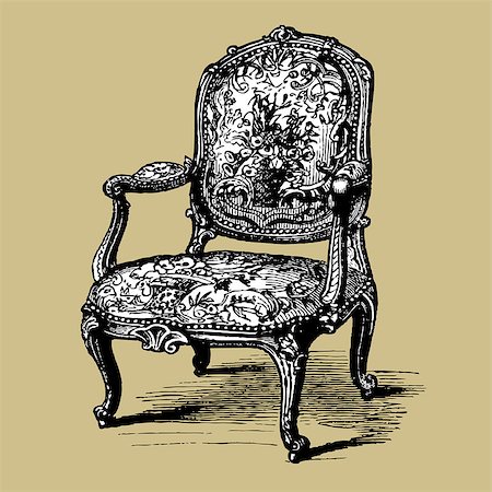 simsearch:400-04636453,k - Vector illustration of baroque antique armchair, damask chair Stockbilder - Microstock & Abonnement, Bildnummer: 400-04421854