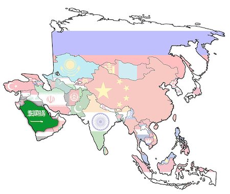 saudi arabia oil - old political map of asia with flag of saudi arabia Stock Photo - Budget Royalty-Free & Subscription, Code: 400-04421947