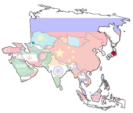 simsearch:400-05348798,k - old political map of asia with flag of japan Stockbilder - Microstock & Abonnement, Bildnummer: 400-04421940