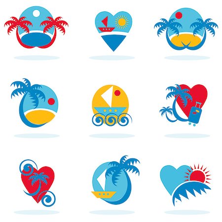 simsearch:400-04666494,k - travel icons collection - vacation emblems and symbols Stockbilder - Microstock & Abonnement, Bildnummer: 400-04422157