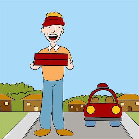 delivery mobile - An image of a man delivering pizza. Stock Photo - Budget Royalty-Free & Subscription, Code: 400-04422209