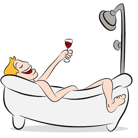 An image of a man drinking wine in the bathtub. Stock Photo - Budget Royalty-Free & Subscription, Code: 400-04422218