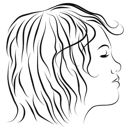 simsearch:400-08014032,k - An image of a womans head profile line drawing. Foto de stock - Super Valor sin royalties y Suscripción, Código: 400-04422244