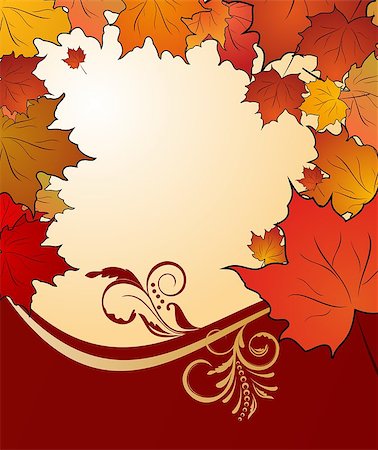 Illustration autumn floral background with maples - vector Stock Photo - Budget Royalty-Free & Subscription, Code: 400-04422375