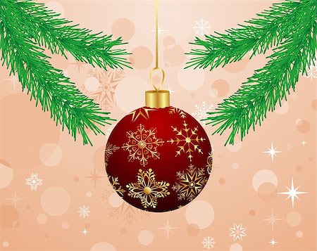 simsearch:400-09090314,k - Illustration Christmas background with branch and ball - vector Foto de stock - Super Valor sin royalties y Suscripción, Código: 400-04422395