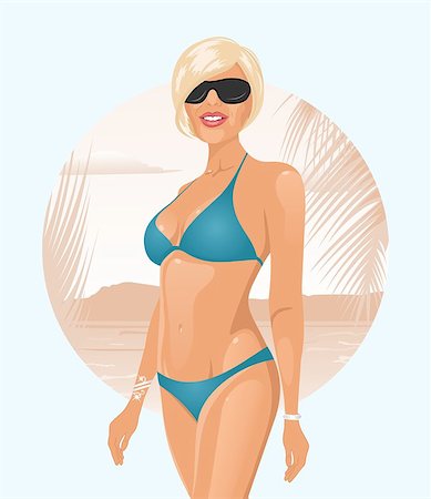 Illustration pretty girl on summer background - vector Stock Photo - Budget Royalty-Free & Subscription, Code: 400-04422404