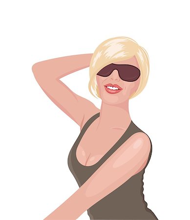 Illustration portrait of smiling girl with sunglasses isolated - vector Stock Photo - Budget Royalty-Free & Subscription, Code: 400-04422410