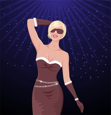 simsearch:400-05212510,k - Illustration of sexy christmas dance girl on disco party - vector Stock Photo - Budget Royalty-Free & Subscription, Code: 400-04422412