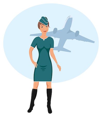 simsearch:400-07752842,k - Illustration beautiful stewardess at the airport - vector Stock Photo - Budget Royalty-Free & Subscription, Code: 400-04422446