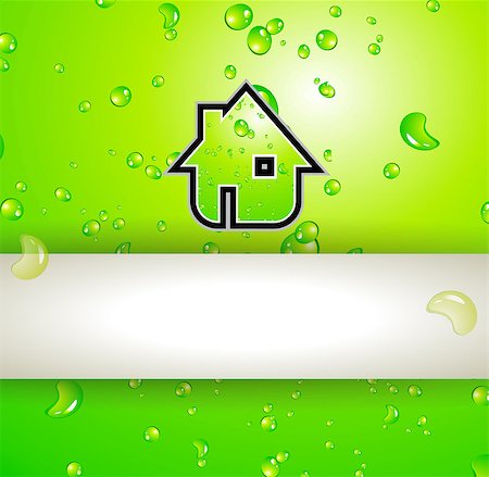 simsearch:400-04667131,k - Green Real Estate water drops background for advertising of available bio houses or eco buildings for sale. Shadow is transparent. Stockbilder - Microstock & Abonnement, Bildnummer: 400-04422496
