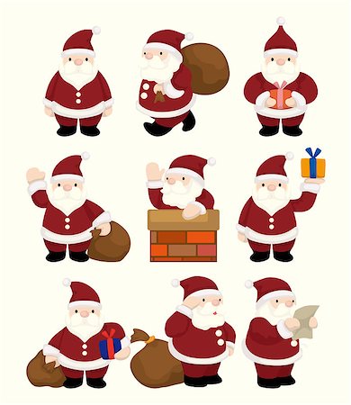 snow old person - cartoon santa claus Christmas icon set Stock Photo - Budget Royalty-Free & Subscription, Code: 400-04422536