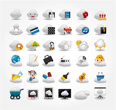 sharing files - Vector Icons for Cloud network Stock Photo - Budget Royalty-Free & Subscription, Code: 400-04422538