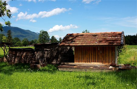 farm house in germany - alpine landscape with house with firewoods Stock Photo - Budget Royalty-Free & Subscription, Code: 400-04422561