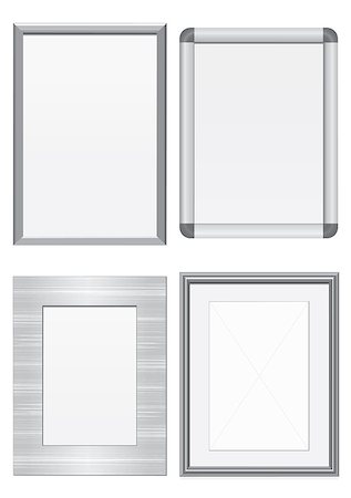 Vector illustration set of frames with metal texture. All vector objects are isolated and grouped. Colors and transparent background color are easy to customize. Fotografie stock - Microstock e Abbonamento, Codice: 400-04422576