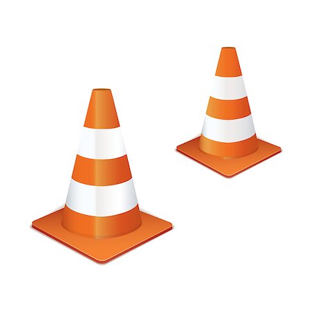 simsearch:400-08093747,k - Two orange traffic highway cones in a line Fotografie stock - Microstock e Abbonamento, Codice: 400-04422663