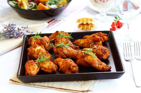 flame grilled chicken photography - Hot chicken wings on baking tray Stock Photo - Budget Royalty-Free & Subscription, Code: 400-04422703