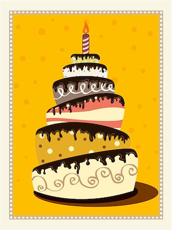 retro baking - Vector retro picture with birthday cake Stock Photo - Budget Royalty-Free & Subscription, Code: 400-04422898