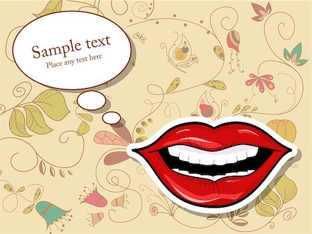 Vector picture with lips and speech bubbles Stock Photo - Budget Royalty-Free & Subscription, Code: 400-04422904