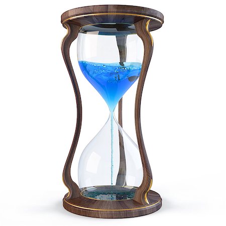 wooden hourglass with a blue liquid flowing down. isolated on white. Fotografie stock - Microstock e Abbonamento, Codice: 400-04423066