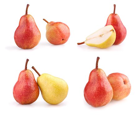 poire williams - Set of yellow and red pears isolated on white background Photographie de stock - Aubaine LD & Abonnement, Code: 400-04423161