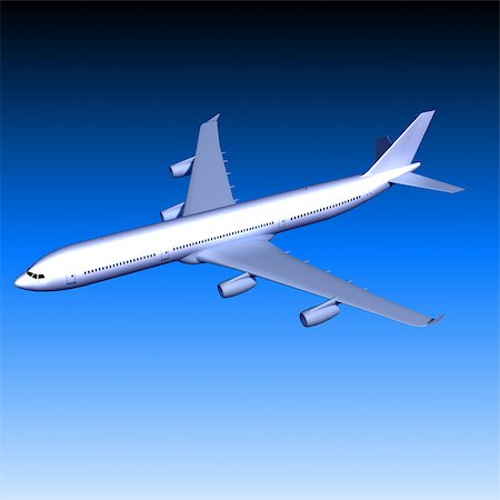 simsearch:400-04030937,k - Airplane in the sky - 3D Render Photographie de stock - Aubaine LD & Abonnement, Code: 400-04423267