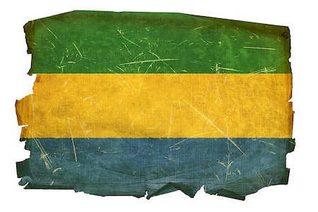 simsearch:400-04424081,k - Gabon Flag old, isolated on white background. Stock Photo - Budget Royalty-Free & Subscription, Code: 400-04423409