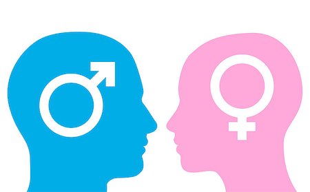 facing - Male and female heads facing each other in silhouette with symbols. Stock Photo - Budget Royalty-Free & Subscription, Code: 400-04423570