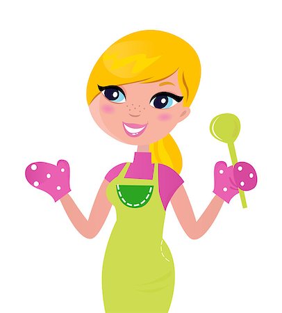 Cute blond woman cooking healthy food. Vector Illustration. Stock Photo - Budget Royalty-Free & Subscription, Code: 400-04423573