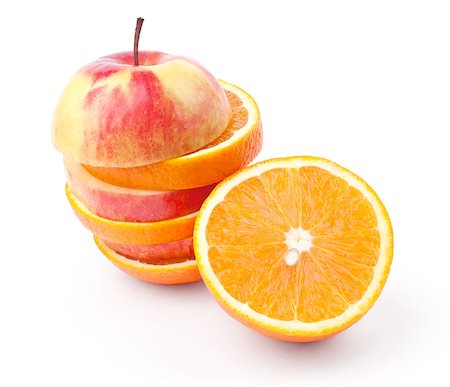 simsearch:400-07658387,k - slices of apples and half orange isolated on white background Foto de stock - Super Valor sin royalties y Suscripción, Código: 400-04423632