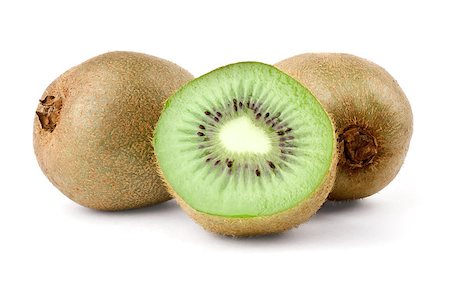 simsearch:400-06087589,k - Two kiwi and half isolated on white background Foto de stock - Royalty-Free Super Valor e Assinatura, Número: 400-04423644