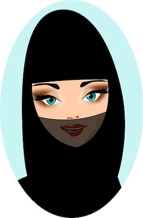 Illustration, portrait of Arab women in black Islamic dress. Stock Photo - Budget Royalty-Free & Subscription, Code: 400-04423679