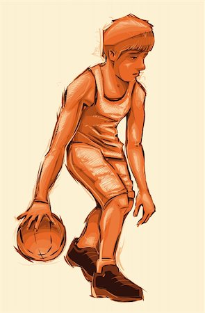 simsearch:400-04369150,k - Basket boy. Vector illustration, isolated character from background Foto de stock - Super Valor sin royalties y Suscripción, Código: 400-04423880