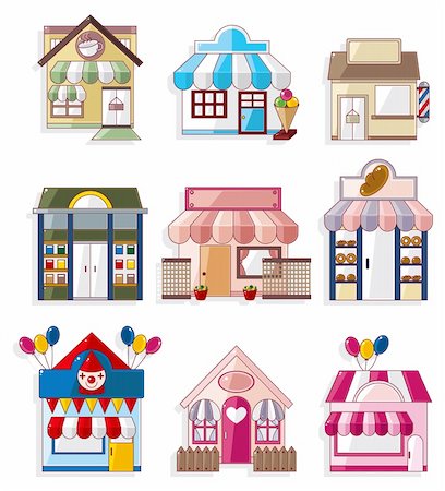 cartoon house / shop icons collection Stock Photo - Budget Royalty-Free & Subscription, Code: 400-04423989