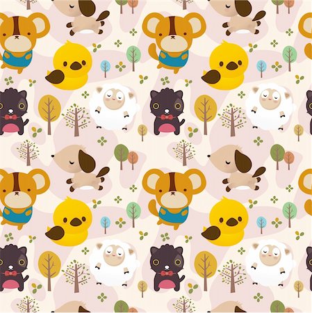 Cartoon animal seamless pattern Stock Photo - Budget Royalty-Free & Subscription, Code: 400-04423994