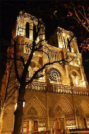 simsearch:862-06825493,k - Cathedral of Notre Dame de Paris at night Foto de stock - Super Valor sin royalties y Suscripción, Código: 400-04434315
