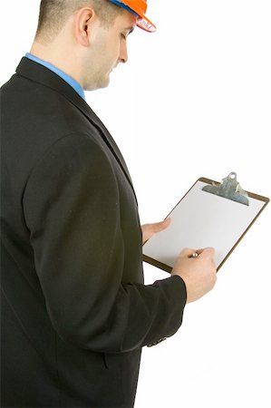 simsearch:400-05714957,k - engineer taking notes isolated on a white background Stock Photo - Budget Royalty-Free & Subscription, Code: 400-04434571
