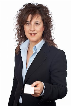 simsearch:400-04204809,k - Business woman handing a blank card over a white background Stock Photo - Budget Royalty-Free & Subscription, Code: 400-04434800