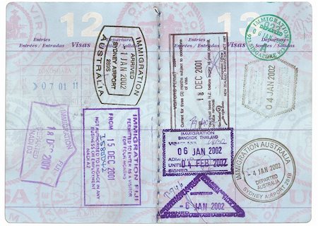 simsearch:400-08619271,k - U.S. Passport with several stamps. Photographie de stock - Aubaine LD & Abonnement, Code: 400-04434998