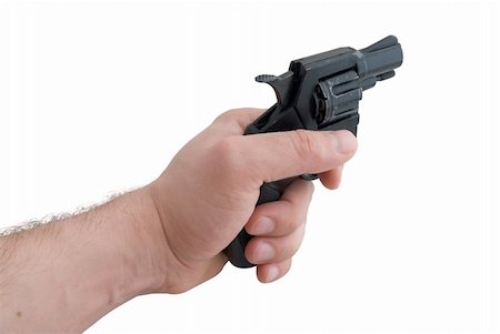 simsearch:400-07984057,k - Black 9mm gun in man's hand aiming Stockbilder - Microstock & Abonnement, Bildnummer: 400-04435111