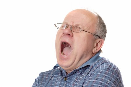 Bald senior man yawns. Emotional portraits series. Isolated on white. Stock Photo - Budget Royalty-Free & Subscription, Code: 400-04435291